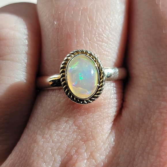 Fire Opal Sterling Silver Ring Size 6 - Picture 2 of 8
